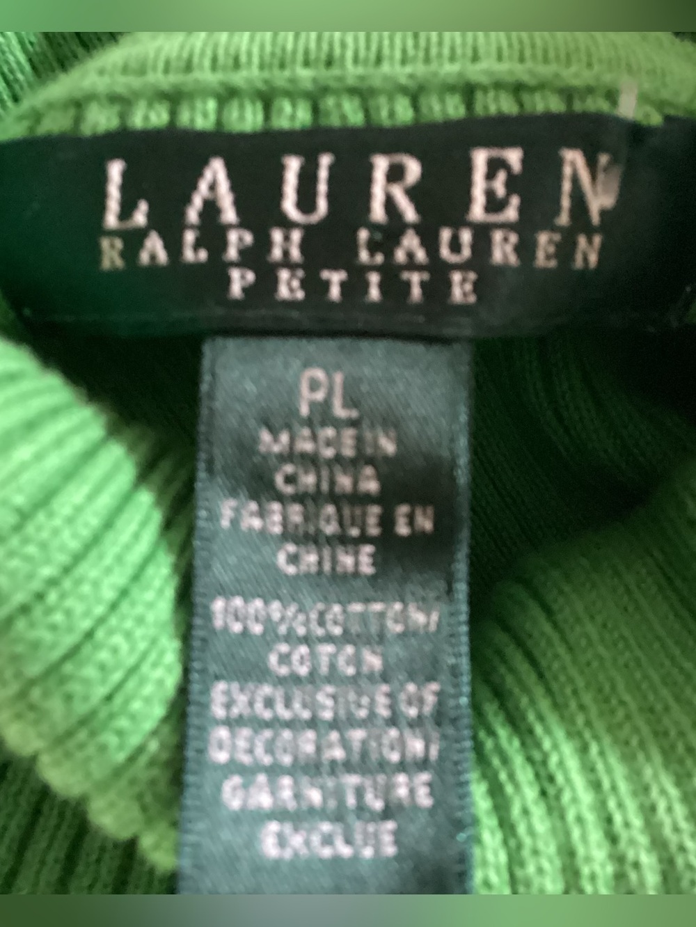 Lauren Ralph Lauren Green Ribbed Turtleneck Sweater lime green - Picture 4 of 7